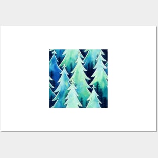 Christmas Tree Watercolor Geometric Design Posters and Art